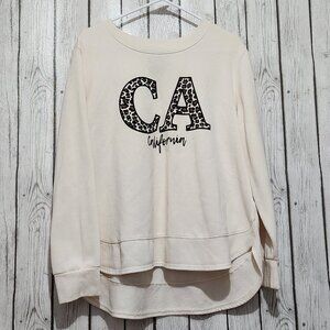 California CA State Sweatshirt Womens XL Leopard Print Fuzzy Interior